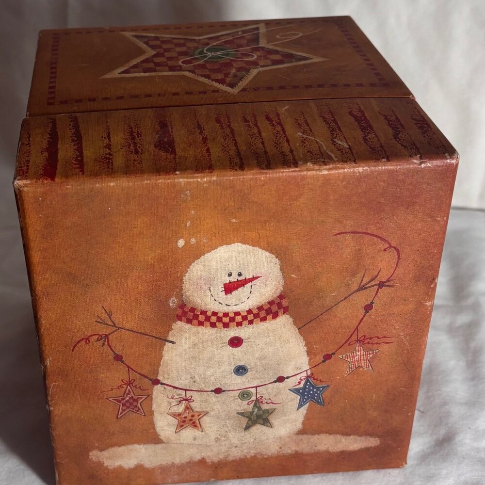 Rustic Primitive Snowman Box